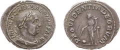 Roman Imperial Coinage - Balbinus (238) - AR denarius (Rome AD 238, 3.05 g) - Laureate, draped and cuirassed bust right / PROVIDENTIA DEORVM Providentia standing left holding wand over globe, holding 