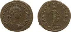 Roman Imperial Coinage - Carus (282-283) - Bi. Antoninianus (Ticinum late October-November AD 282, 4.82 g) - IMP C M AVR KARVS PF AVG Radiate, draped and cuirassed bust right / ABVNDANTIA AVG Abundant