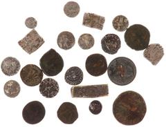 Ancient coins in lots - Lot of some oriental coins consisting of AR punchmarked coins, Mauryan Dyn. (3x), AE Kushan (3x), AE Sassanian (3x), Indo-Greek Drachms (2x), Indo-Scythian Drachm of Azes and A