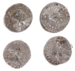 Ancient coins in lots - Lot of 4 coins: Denarii 2x Clodius Albinus 194-195 / Minerva; 1x Julia Paula 219-220 / Concordia; 1x Julia Soaemias 222 / Venus Caelestis - F+ to VF