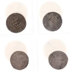 Munten buitenland in doosjes - Arabische Rijken - Lotje met AR Dirham AH120 (2x) Wasit en AH123 Wasit (A.137) en Abbasid AR Dirham AH155 Madinat al-Salam (A.213.1) - totaal 4 stuks