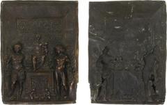 Historiepenningen - (19e eeuw) - Afgietsel van renaissance reliëf van antiek tafereel met Romeins keizer en Adonis - brons 108x144 mm - PR