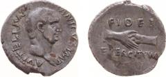 Roman Imperial Coinage - Vitellius (69) - AR Denarius (Rome, april-december 69, 3.34 g) - A VITELLIVS GERMANICVS IMPBare head right / FIDES EXERCITVVM in two lines above and below clasped right hands 