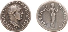 Roman Imperial Coinage - Vitellius (69) - AR Denarius (Rome AD 69, 3.24 g) - Laureate head of Vitellius right / Libertas standing facing, head draped right, holding pileus and scepter (RIC 81 / RSC 48