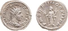 Roman Imperial Coinage - Philippus I Arabs (244-249) - AR Antoninianus (Rome AD 247, 3.93 g) - Draped and cuirassed bust right / Felicitas standing left, holding caduceus and cornucopia (RIC 4) - XF, 
