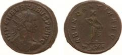 Roman Imperial Coinage - Carus (282-283) - Bi. Antoninianus (Ticinum late October-November AD 282, 4.82 g) - IMP C M AVR KARVS PF AVG Radiate, draped and cuirassed bust right / ABVNDANTIA AVG Abundant
