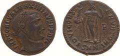 Roman Imperial Coinage - Maximinus Daia (305-313) - AE Follis (Nicomedia AD 311, 5.45 g) - Laureate head right / IOVI CONSERVATORI Jupiter standing facing, head left, holding Victoria on globe (B in r