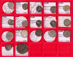 Ancient coins in lots Ancient coins in lots - A lot with 10 Denarii (Julia Domna, Ant. Pius, Domitianus, Sept. Severus, Macrins, Sev. Alexander, Geta, Faustina Mater, Tiberius (Pontif Maxim) and Maxim
