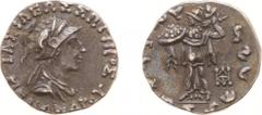 Ancient coinage Hellenistic Monarchies - Baktrian and Indo-Greek Kingdoms - Menander (ca. 160-145 BC) - AR Drachm (2.48 g) - Helmeted bust right / Pallas standing left (MACW 1779) - XF, nice toning