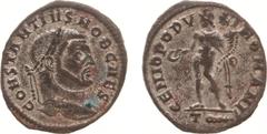 Ancient coinage Roman Imperial Coinage - Constantius I Chlorus (293-306) - AE Follis (Rome ca. AD 300, 8.09 g) - Laureate head right / GENIO POPVLI ROMANI Genius standing left, holding patera and corn