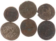 Ancient coins in lots Ancient coins in lots - A lot with Folles from ca. AD 300: Diocletianus (RIC 30a), Maximianus (RIC 26b), Galerius (RIC 46b), Severus II (RIC 60a), Maximinus Daia (RIC 36) and Lic