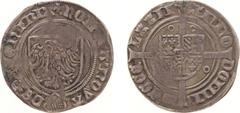 Spanish Netherlands and Dutch Provincial coinage Overijsselse Steden - Deventer Stedelijke muntslag - Witpenning 1472 (Romeins jaartal) (Lev. III-58 / vdCh. 17.19 / FD 24) - VZ Wapen met adelaar en sc