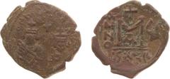 Ancient coinage Byzantine Coinage - Heraclius (610-641) - AE Follis (Isaura, 12.61 g) - Facing busts of Heraclius and Heraclius Constantine / Large M, year 8, off. A (S. 848 / R. --) - a.VF, a rare co