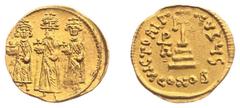Ancient coinage Byzantine Coinage - Heraclius (610-641) - With Heraclius Constantine and Heraclonas - AV Solidus (Constantinople, 4.41 g) - Heraclonas, Heraclius, and Heraclius Constantine standing fa
