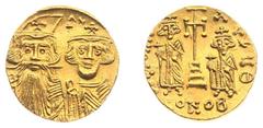 Ancient coinage Byzantine Coinage - Constans II (641-668) - With Constantinus IV, Heraclius and Tiberius - AV Solidus (Constantinople, 4.47 g) - Crowned and draped facing busts of Constans and Constan