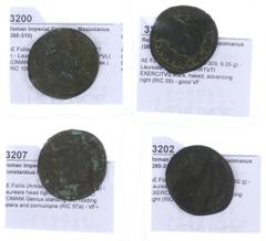Ancient coins in lots Roman coinage - A small lot of Roman bronze Folles, large modules: 3 x Maximianus (all Cyzicus, 2 x RIC 59 + RIC 10b) + 1 x Constantius I Chlorus (Antioch, RIC 57a) - totally 4 c