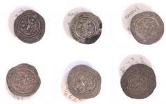 World Coins (boxes) Arabian Empires - Sasanian Empire:, Khusro I AR drachm (3.94 g.) mint sign. AY (Eran-xvarrah-Šabuhr), Yr. 30; same, mint sign. BYSh, Yr. 34, AR drachm (4.05 g.); HWC, Yr. 25, AR dr