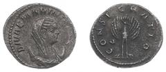 Ancient coinage Roman Imperial Coinage - Mariniana (Wife of Valerianus I) - AR Antoninianus (Viminacium c. AD 254-8, 3.93 g) - DIVAE MARINIANAE Veiled and draped bust right, set on crescent, wearing s