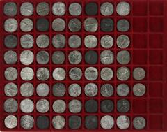 Ancient coins in lots Ancient India - Ancient India, Indo-Scythians, AR/billon tetradrachms, Azes (I), c.57-35 BC, King mounted with spear/city deity (Senior type 82 [1]); Azes (II), c.35-12 BC, King 