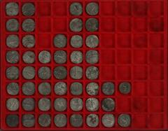 Ancient coins in lots Ancient India - Ancient India, Indo-Scythians, AR/billon tetradrachms, Azilises, c.57-35 BC, King mounted with spear / city deity, (Senior type 56 [1]),AR/billon tetradrachms, Az