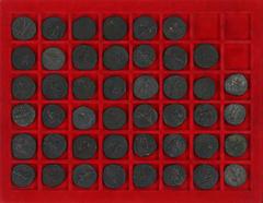 Ancient coins in lots Ancient India - Ancient India, Kushans, Vima Kadphises, c.100-127AD, AE tetradrachm (41), Bilingual Series: Greek / Kharoshthi legend, King in Kushan dress, standing facing, head