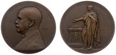 Medals Netherlands Historiepenningen - 1923 - Penning 'Aftreden A.R. Zimmerman als burgemeester van Rotterdam' door E. Telcs (KB.309) - VZ Borstbeeld n.l. / KZ Eedsaflegging Romeins magistraat - brons