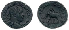 Ancient coinage / Roman Imperial Roman Imperial Coinage - Philippus I Arabs (244-249) - AE Sestertius (Rome AD 248, 16.18 g) - Laureate, draped and cuirassed bust right / AETERNITAS AVGG Elephant with