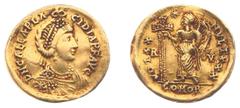 Ancient coinage / Roman Imperial Roman Imperial Coinage - Galla Placidia (ca. AD 388-450) - AV Solidus (Ravenna 430-445, 4.43 g) - DN GALLA PLACIDIA PF AVG Pearl-diademed (with 4 tails) and draped bus