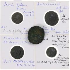Ancient coins in lots / Roman Roman coinage - A nice small lot with 4 x Roman Greek coins (Caracalla / elephant, Caracalla / Ephesos, Commodus, Caracalla / Nicopolis ad Istrum) and an AE Sestertius of