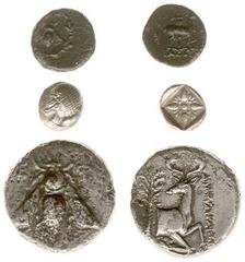 Ancient coinage / Asia Minor and The East Asia Minor - Ionia - Ephesos - AR Tetradrachm (390-330 BC, 14.33 g) - Bee, straight wings / Forepart of kneeling stag right, palm tree behind (cf. BMC 38) - F