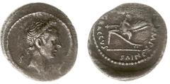 Coinage of Julius Caesar, the Triumvirs and their adherents - Julius Caesar (+44 BC) Divus Julius Caesar - AR Denarius (Rome 40 BC, 3.58 g) - Issue of Ti. Sempronius Graccus, moneyer - Laureate head o