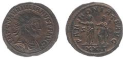 Collection Jeroen van der Meulen Julianus of Pannonia (284-285) - AE Antoninianus (Siscia, struck December AD 284, 3.63 g) - IMP C M AVR IVLIANVS P F AVG Radiate, draped and cuirassed bust right / PAN