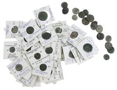 Ancient coins in lots - Roman coinage Roman coinage - A mixed lot with ancient mainly bronzes: appr. more than 30 Antoniniani (Postumus, Aurelianus, Diocletianus, Salonina, Saloninus, Gallienus, Victo