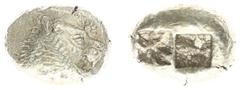 Ancient coinage / Asia Minor Asia Minor - Lydia - Achaemenid Empire - Kings of Lydia / temp. Alyattes, Kroisos - EL Trite/1/3 Stater (Sardes, c 620-550 BC, 4.75 g) - Head of roaring lion right, 'sun' 
