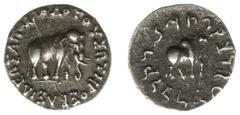 Ancient coinage / The Indo-Greek and Scythian Kingdom The Indo-Greek Kingdom - Apollodotos I (ca. 174-165 BC) - AR Drachm (1.99 g., c 180-160 BC) - ΒΑΣΙΛΕΩΣ ΑΠΟΛΛΟΔΟΤΟΥ ΣΩΤΗΡΟΣ, elephant standing righ