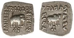 Ancient coinage / The Indo-Greek and Scythian Kingdom The Indo-Greek Kingdom - Apollodotos I (ca. 174-165 BC) - Quadrangular AR Drachm (15.5x17 mm, 2.39 g) - BAΣIΛEΩΣ AΠOΛΛOΔOTOΥ ΣΩTHΡOΣ Elephant walk