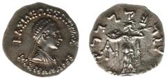 Ancient coinage / The Indo-Greek and Scythian Kingdom The Indo-Greek Kingdom - Menander (ca. 160-145 BC) - AR Drachm (2.37 g) - ΒΑΣΙΛΕΩΣ ΣΩΤΗΡΟΣ ΜΕΝΑΝΔΡΟΥ Diademed bust to right / 'Maharajasa trataras