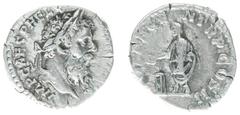 Roman Imperial Coinage Pertinax (193) - AR Denarius (Rome 193, 3.10 g) - IMP CAES P HELV PERTIN AVG, laureate bust right / VOT DECEN TR P COS II, Pertinax togate standing left, sacrificing over tripod