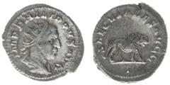 Roman Imperial Coinage Philippus I Arabs (244-249) - AR Antoninianus (Rome AD 248, 3.93 g) - IMP PHILIPPVS AVG, radiate and cuirassed bust right / SAECVLARES ACGG, lion walking right, officina mark 1 