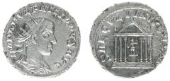 Roman Imperial Coinage Philippus I Arabs (244-249) - AR Antoninianus (Roma AD 248, 3.29 g) - IMP M IVL PHILIPPVS AVG, radiate bust right / SAECVLVM NOVVM, hexastyle temple containing seated statue of 