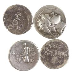 Eastern coinage Eastern coinage - A lot with Seleukid Tetradrachms, 2 x c. 3rd century BC (types of Antiochos) and 2 x 1st century BC (types Philippos Philadelphos) - in total 4 coins in F/VF