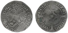 Spanish Netherlands and Dutch Provincial coinage Groningen - Groningen Stad - Vlieger of Stuiver 1499 (Romeins jaartal MCCCCXCIX) (vdCh. 14.100-03 / Lev III-267) - VZ Dubbelkoppige adelaar met dwarsba