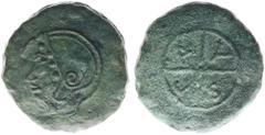 Ancient coinage / The East The East - Black Sea - Scythia / Olbia - AE large Aes Grave (c. 470-460 BC, 231.31 g) - Head of Athena left, wearing Attic helmet / Wheel with four spokes, Π-A-Y-Σ (mint mas
