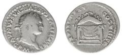 Roman Imperial Coinage Titus (69-81) - AR Denarius (Rome AD 80, 3.29 g) - IMP TITVS CAES VESPASIAN AVG P M, laureate bust right / TR P IX IMP XV COS VIII P P, ornamented semi-circular diadem (?) on dr