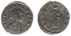 Roman Imperial Coinage Carus (282-283) - BI Antoninianus (Ticinum AD 282, 3.30 g) - IMP CARVS P F AVG, radiate and cuirassed bust right / ABVNDANTIA AVG, Abundantia standing right emptying cornucopiae