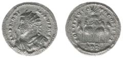 Roman Imperial Coinage Maximinus Daia (305-313) - AR Argenteus (Trier AD 312, 2.92 g) - IMP MAXIMINVS AVG, radiate, draped and cuirassed bust left, right hand raised and globe in left / SOLI INVICTO C
