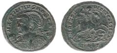 Roman Imperial Coinage Maximinus Daia (305-313) - AE Follis (Aquileia AD 305-07, 9.42 g) - MAXIMINVS NOB CAES, cuirassed bust left, wearing laureate helmet and holding spear and shield / VIRTVS AVGG E