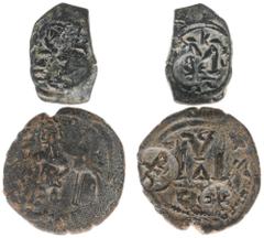 Byzantine Coinage Heraclius (610-641) - AE Follis (Constantinople, 9.76 g) - Heraclius and Heraclius Constantine standing / Large M, countermarked monogram 21 (Sear 810) / Ratto 1406-21) - a.VF / adde