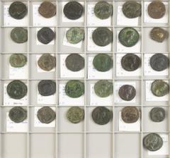 Ancient coins in lots / Roman coinage An interesting collection of Roman Sestertii: Antoninus Pius (6, including 2 x temple), Gordianus III (3), Nero (DECVRSIO), Galba (Victoria to left), Philippus II