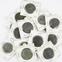 Ancient coins in lots / Roman coinage A collection of Roman bronze coins: 13 Sestertii (5 x Alexander Severus, 4 x Philippus I Arabs, Maximinus Thrax, Vespasianus, Faustina Minor and Gordianus III), 1